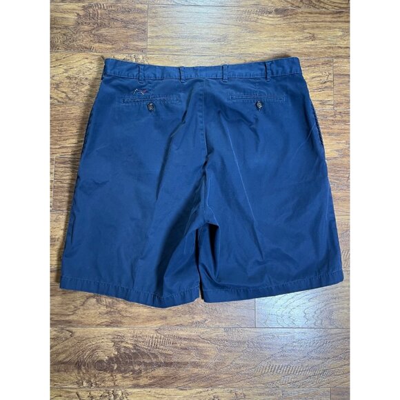 Greg Norman Mens Shorts 40 Navy Blue Flat Front- 100% Cotton - Picture 2 of 6